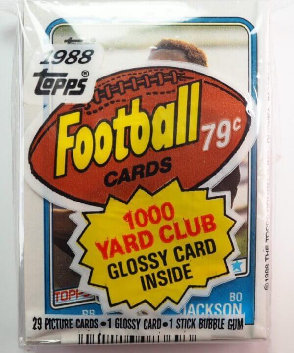 Bo Jackson 1988 Topps Football RC On Front Of A Cello Pack – Steve Young on back