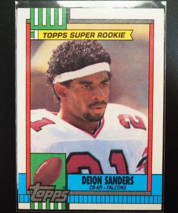1990 Topps DEION SANDERS Rookie RC Card #469 Falcons TOPPS SUPER ROOKIE HOF