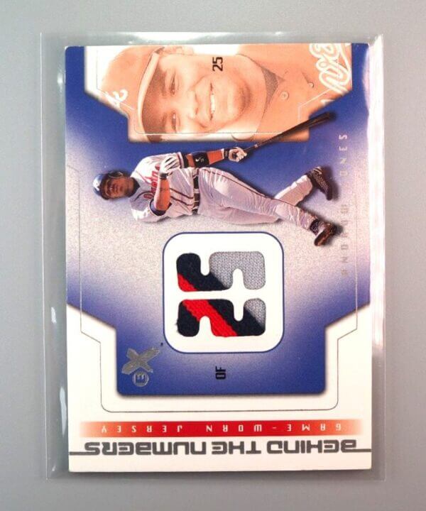 2002 Andrew Jones Fleer Ex Game Worn Jersey Patch 3 Color Atlanta Braves