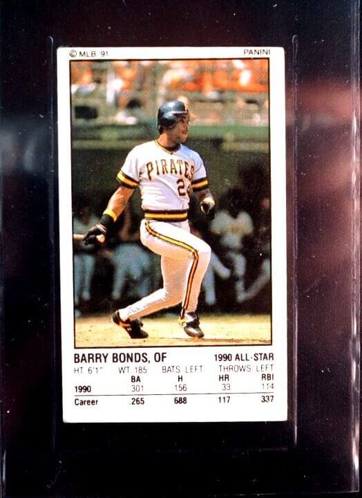 1991 Baseball PANINI Sticker # 114 Barry Bonds