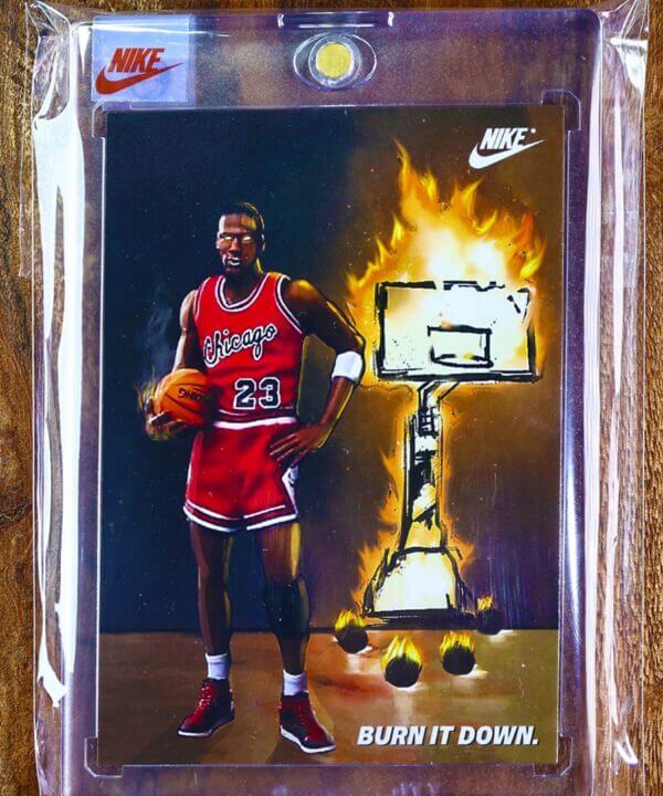 MICHAEL JORDAN 1985 NIKE PROMO CARD BURN IT DOWN DUNK Sealed