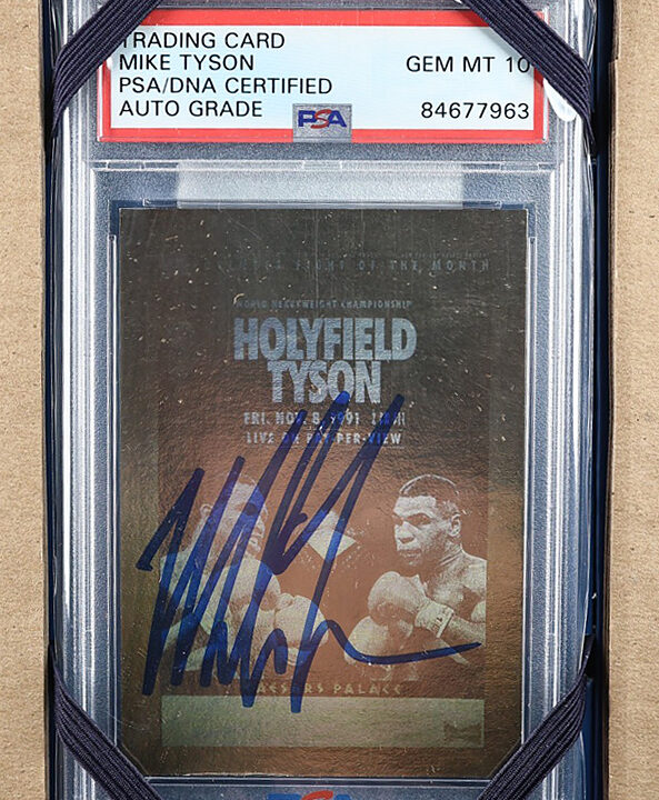 1992 Mike Tyson Signed Kayo Holograms #10 Holyfield / Tyson (PSA 10)