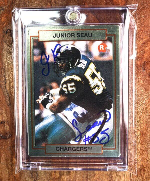 1990 Action Packed #38 Junior Seau Rookie Card RC Auto San Diego Chargers