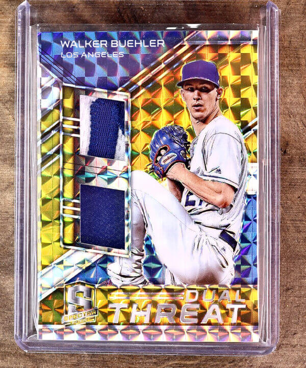 2019 Spectra Walker Buehler Dual Patch Gold Prizm #d 9/10 SSP LA Dodgers