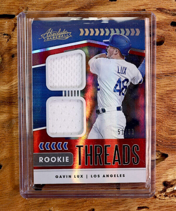 Gavin Lux 2020 PANINI Absolute MEMORABILIA ROOKIE Threads Dual JERSEY Dodgers /99