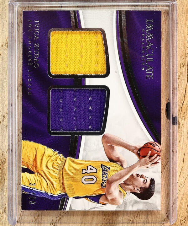2016-17 Ivica Zubac Los Angeles Lakers Immaculate Numbered Patch Card Duel Patch