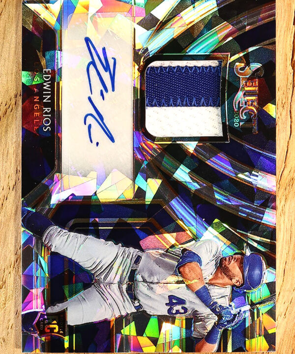 2020 Select Edwin Rios Cracked Ice Prizm Rookie Patch Auto RC 24/25 DODGERS