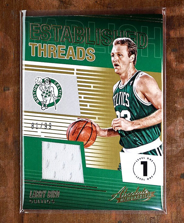 2018-19 Larry Bird Worn Jersey Patch /99 Panini Absolute Established Thread Boston Celtics