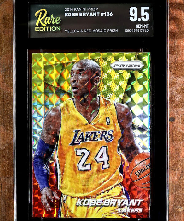 2014 Kobe Bryant Panini Prizm #134 Yellow Red Mosaic Rare Edition 9.5 Los Angeles Lakers