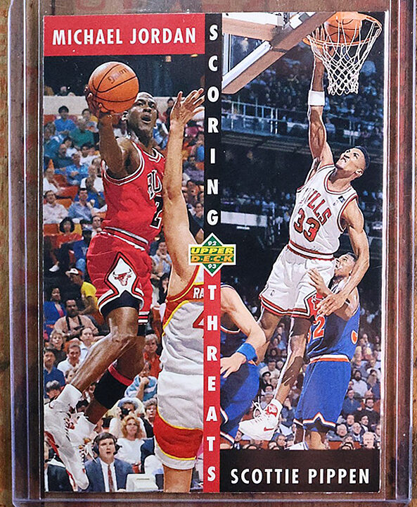 1992-93 Upper Deck #62 Michael Jordan Scottie PIppen Scoring Threat Bulls