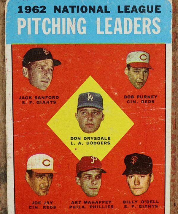 1963 Topps 1962 N.L. Pitching Leaders #7 Don Drysdale Jack Sanford